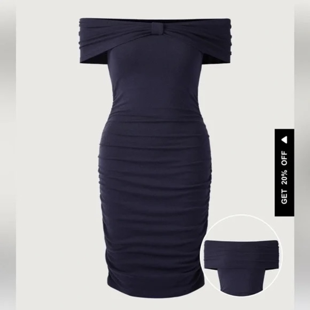 OGL Ruched Sides Strapless Bow Front Brami Black Dress Spandex Dress Large